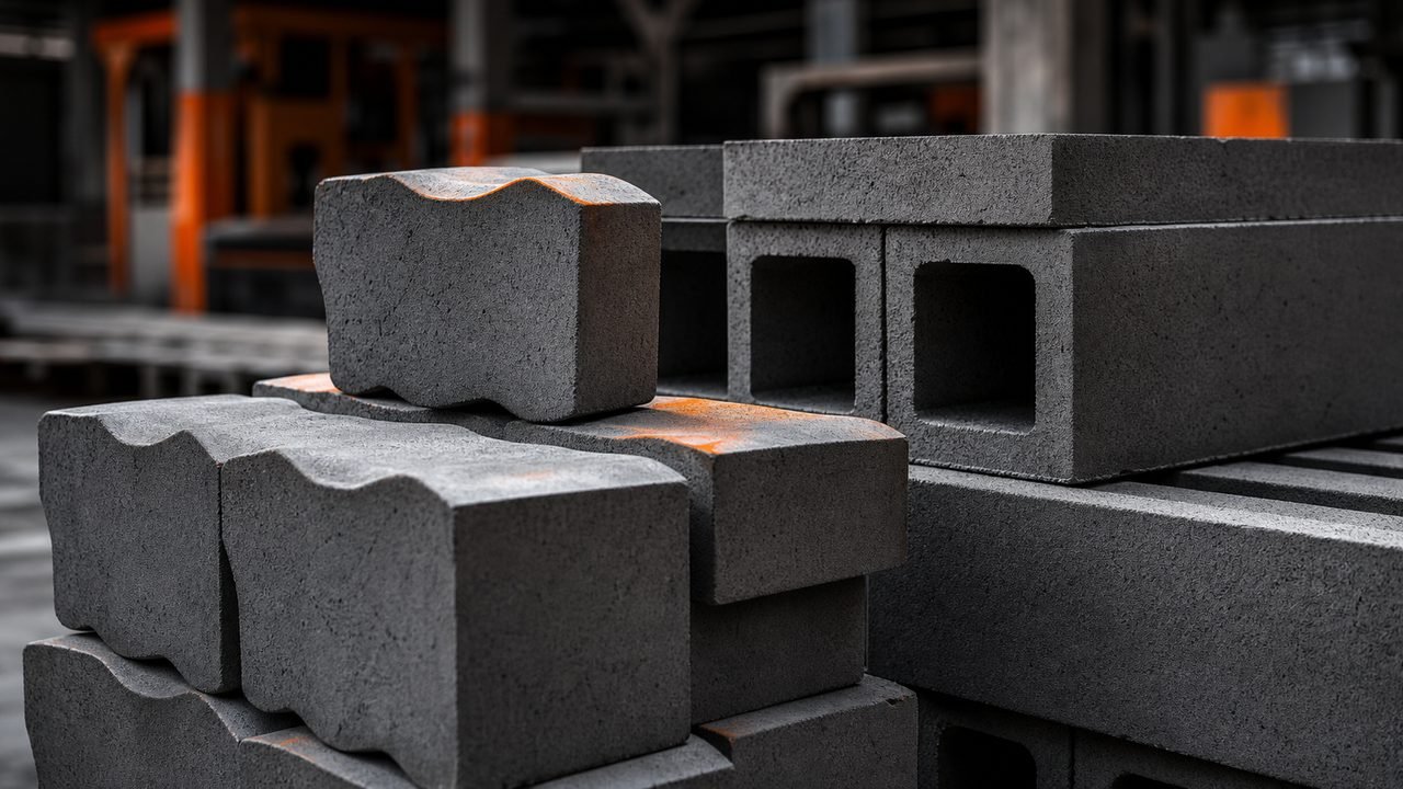 Vibropressed concrete pavers and blocks